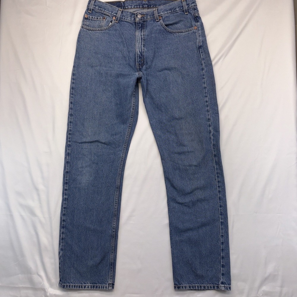 Levi's Jeans Men's Size 38x34 Blue Solid 505 Medium Wash Straight Leg
